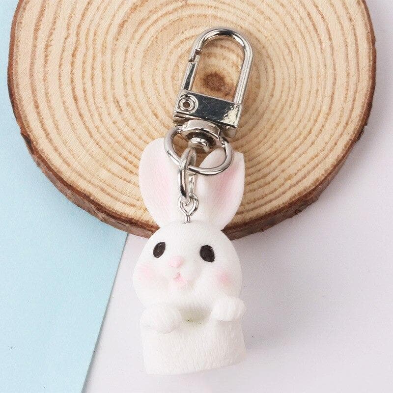 Porte clé femme lapin blanc - Aufildelaura